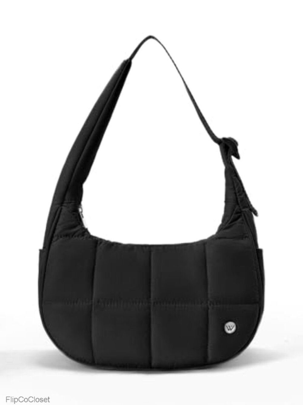 Puffer Crescent Shoulder Bag Nylon Quilted Lightweight Adjustable Strap
